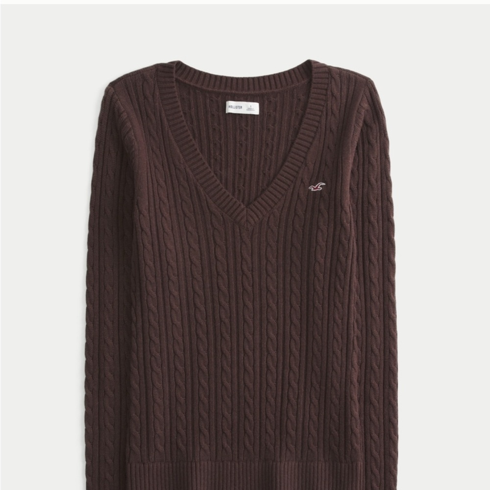Icon Hollister Brown Cable Knit Sweater